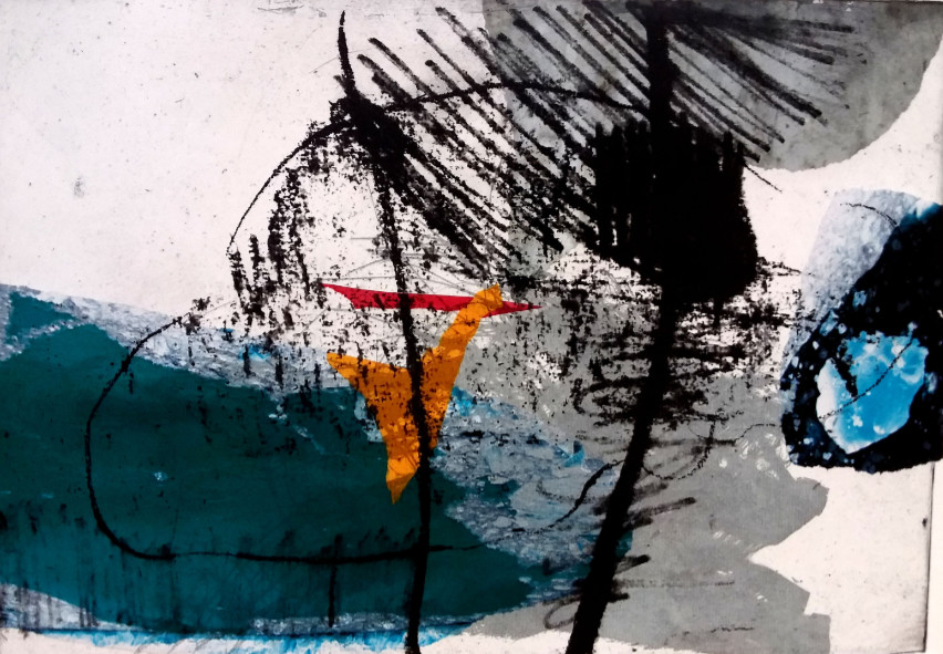 Eiszeit, 2018 | Tiefdruck mit Collage | 28 x 40cm